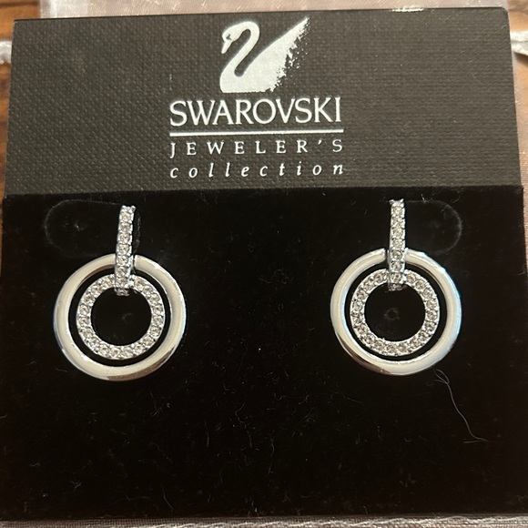 Swarovski Silver and Crystal Hoop Earrings - Picture 1 of 4